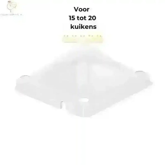 Afdekkap 25x25cm voor Hygiënische Warmteplaat van Kuikens, transparante en duurzame oplossing voor 15 tot 20 kuikens, beschikbaar bij Kippenpakket.nl.