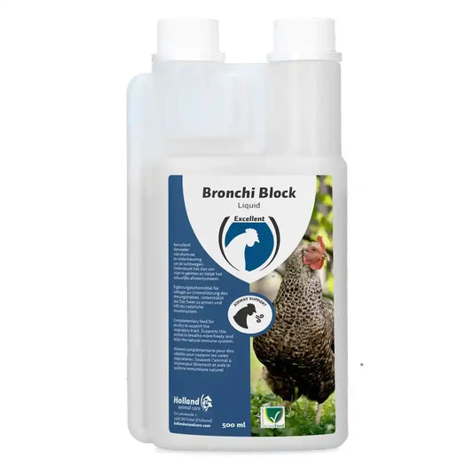 Bronchi Block Liquid voor kippen, snel verlicht verstopte luchtwegen, ideaal voor ademhalingsverzorging bij pluimvee.