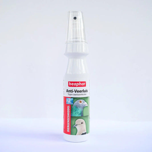 Anti Veerluis Spray , eenvouding in gebruik tegen veerluis bij kippen en vogels, Veerluis bestrijdingsspray kippen
