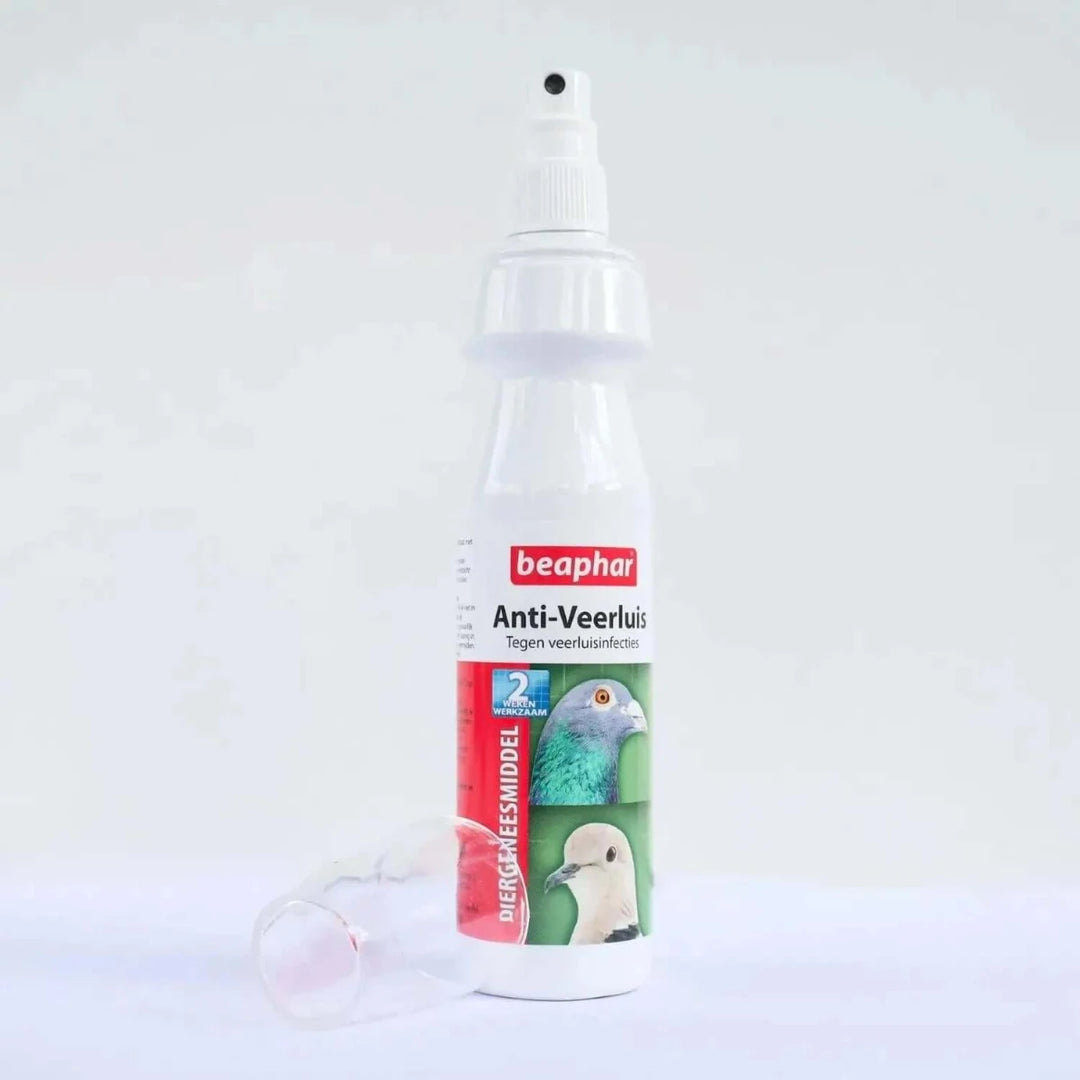 Anti Veerluis Spray , eenvouding in gebruik tegen veerluis bij kippen en vogels, Veerluis bestrijdingsspray kippen