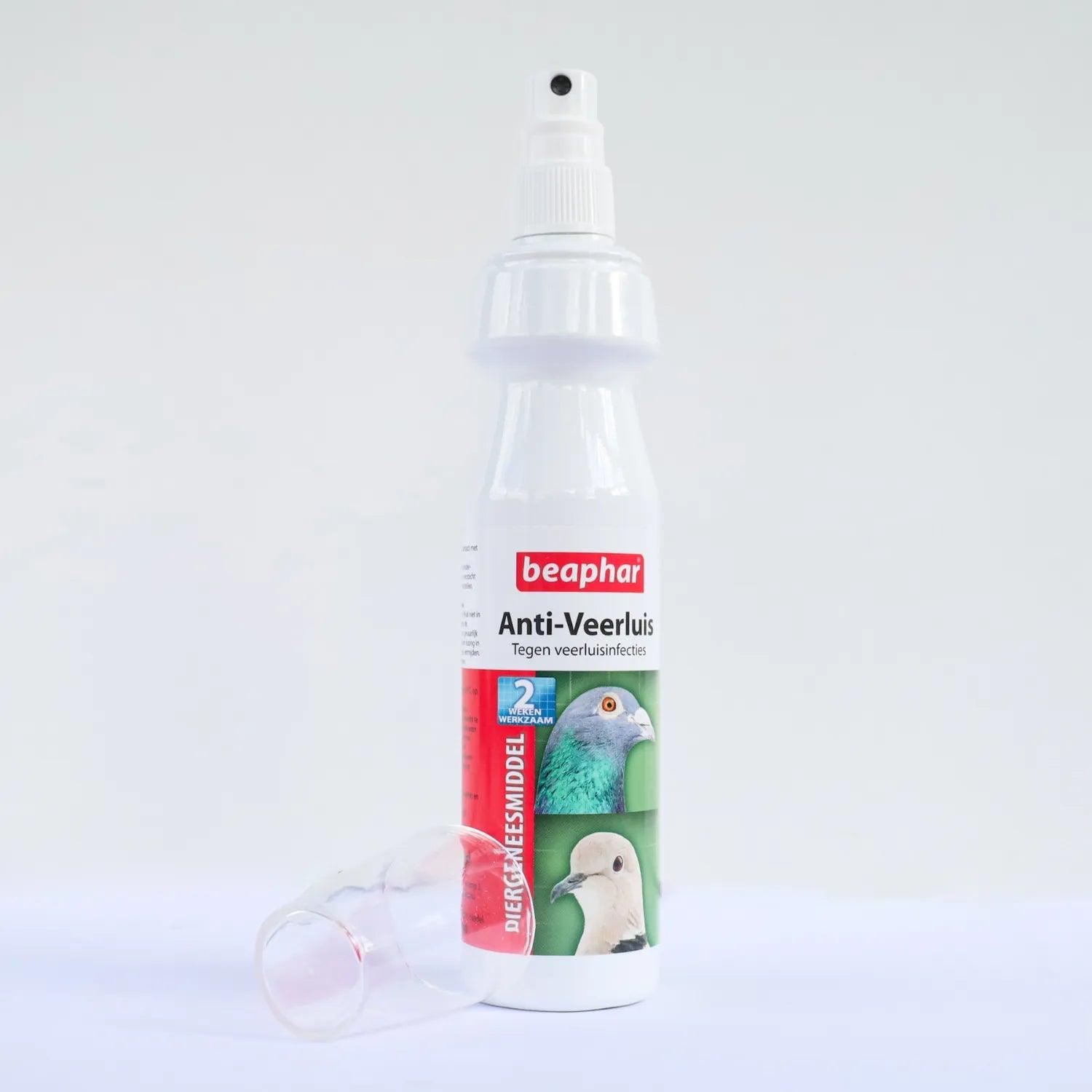 Anti Veerluis Spray , eenvouding in gebruik tegen veerluis bij kippen en vogels, Veerluis bestrijdingsspray kippen