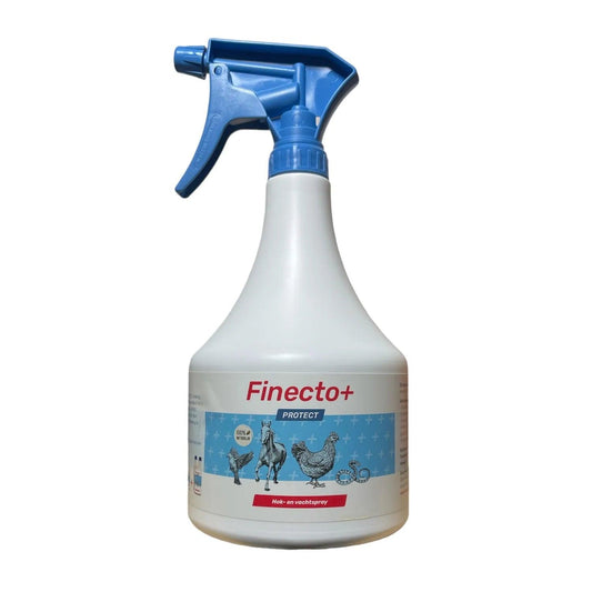 Finecto+ Protect Spray , anti veerluis spray kippen, Bloedluis spray voor kippen, kalkpoten behandelen bij kippen, kalkpoten bestrijden bij kippen, makkelijk en snel, witte kalkaanslag op kippenpoten