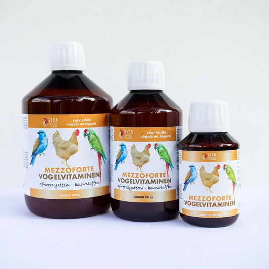 Mezzoforte Vitamines - Vita Vogel , beste vitamines voor kippen, Betere weerstand, kippen gezondhouden met vitamines door het drinkwater, Vita Vogel, Vitamines voor kippen, ziektes voorkomen met vitamines voor kippen